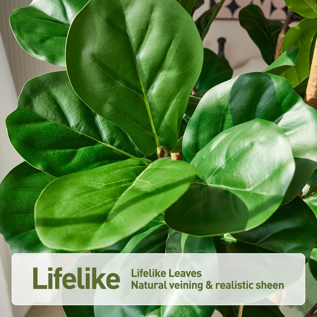 8ft Artificial Fiddle Leaf Fig Tree, 5 Real Wood Trunks