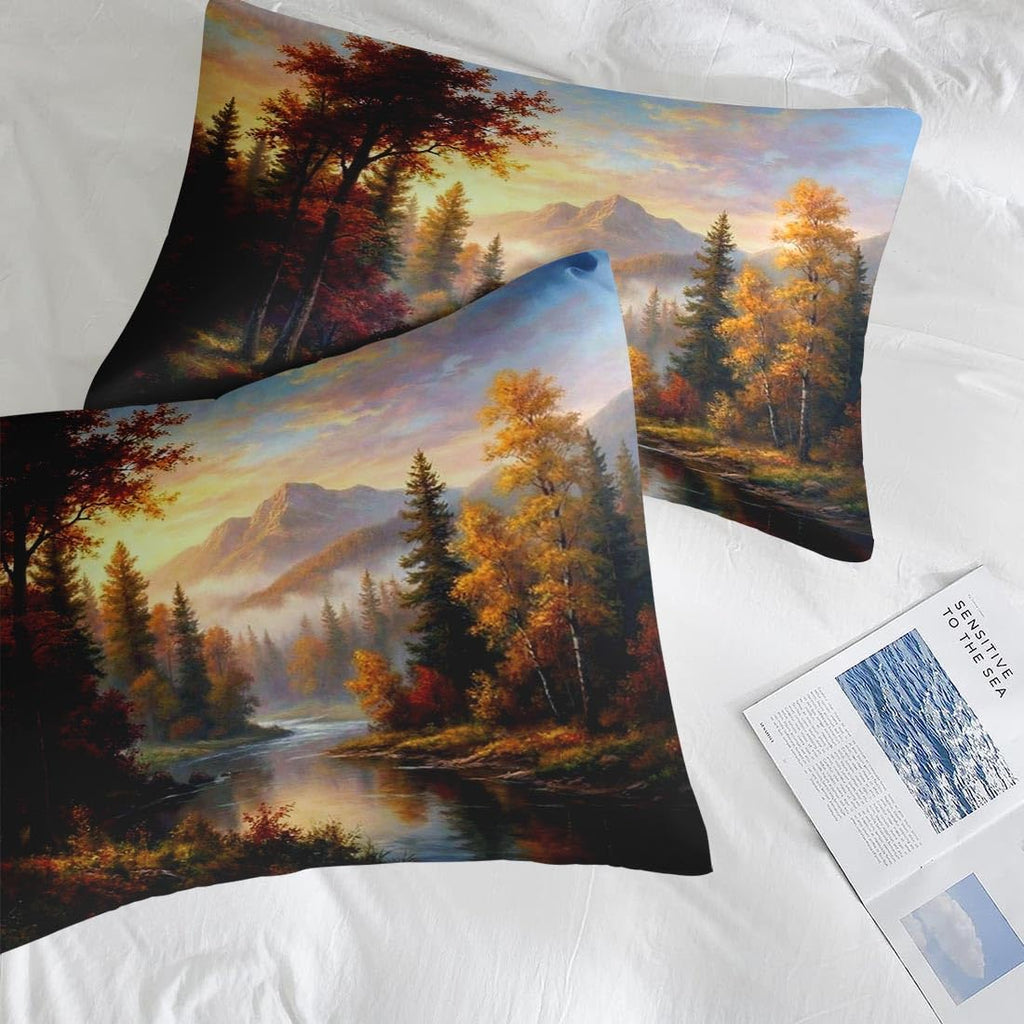 Comforter Set with Sheets, 7 Pieces Fall Mountain Bedding