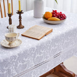 Heavy Duty Fabric Tablecloth with White Lace-Waterproof/Wrinkle Free/Stain Resistant/Oil Proof-for D