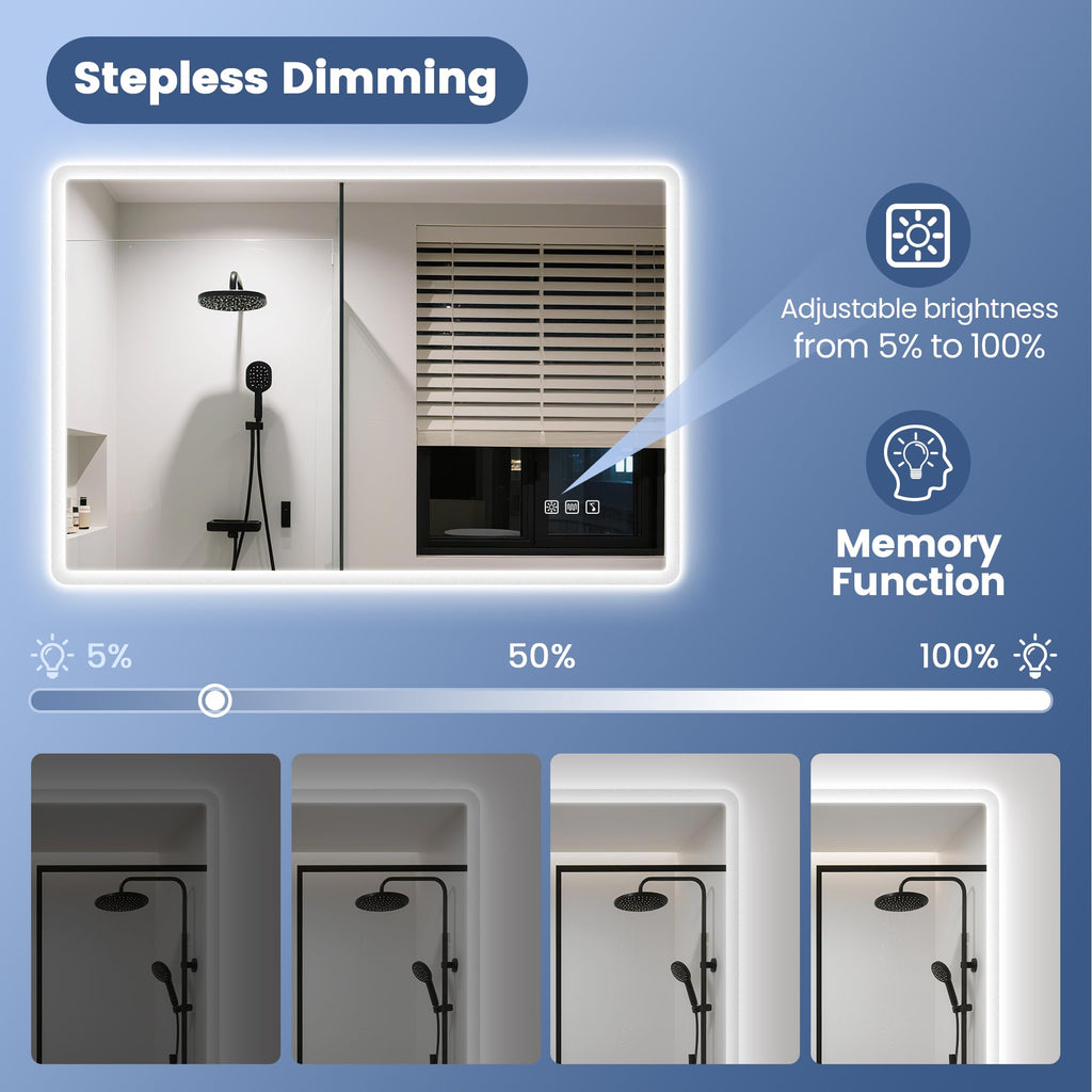 24"x32" LED Bathroom Mirror with Bluetooth Speaker