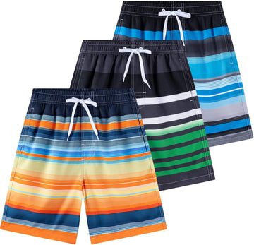 Boys Swim Trunks 3 Pack Quick Dry UPF 50+ Bathing Suit