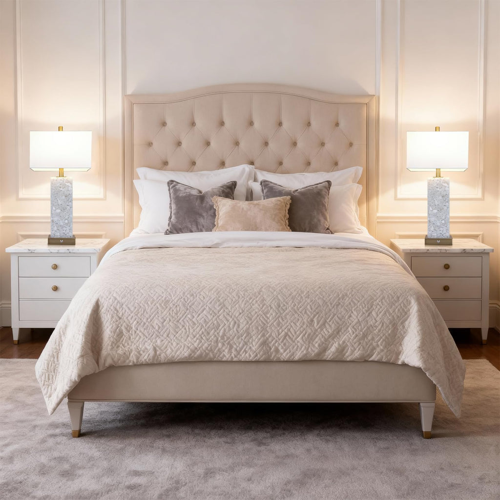 25.6" Alabaster Lamps, Marble Lamp Nightstand Lamps Set of 2