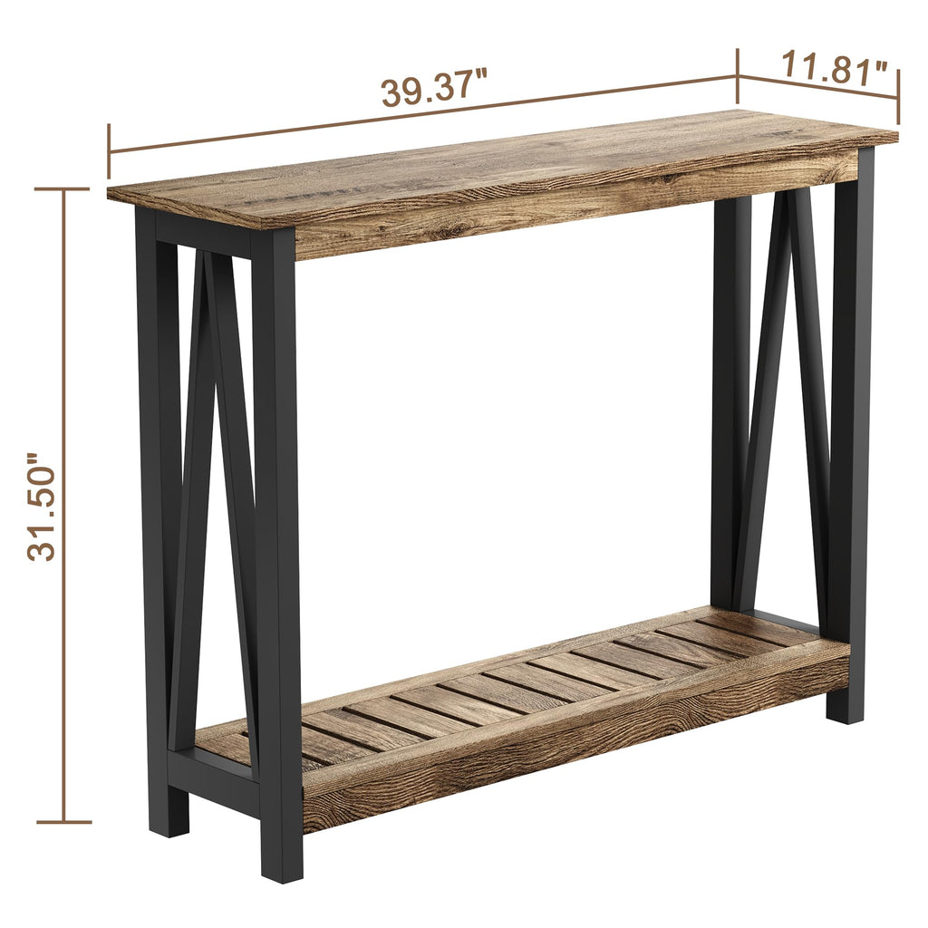 Farmhouse Console Table, Narrow Sofa Table, 40 Inch
