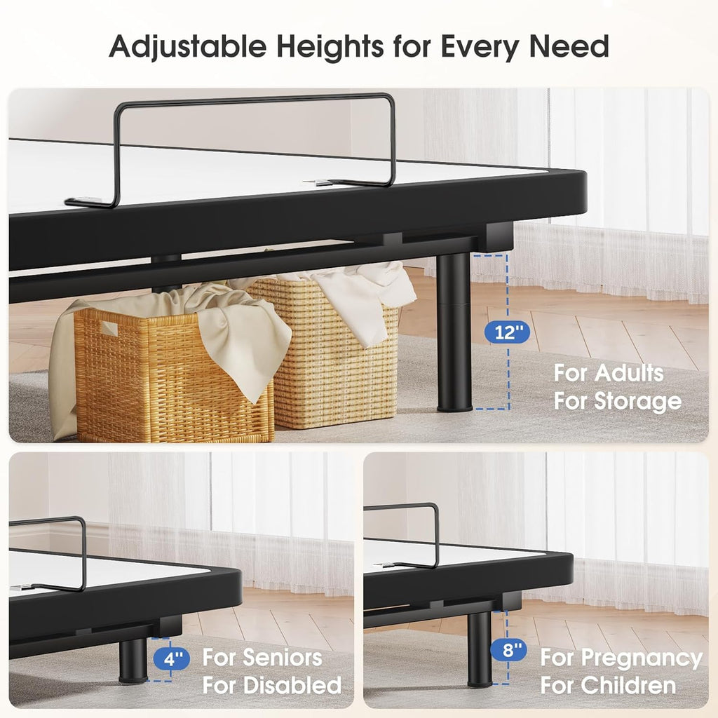 Split King Adjustable Bed Frame with Massage, Ergonomic Head & Foot Incline - Luxury Zero Gravity Electric Base - Set of 2