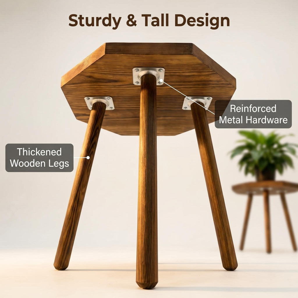 2 Pack Plant Stand for Indoor, 12x16in Large Octagon Wooden Plant Stand, Mid Century Modern Boho Stool for 5-15 Inch