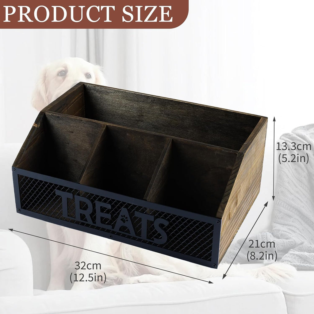 Dog treat jar dog treat container for countertop Dog Treat Container Wooden grid snack storage box trapezoid cat
