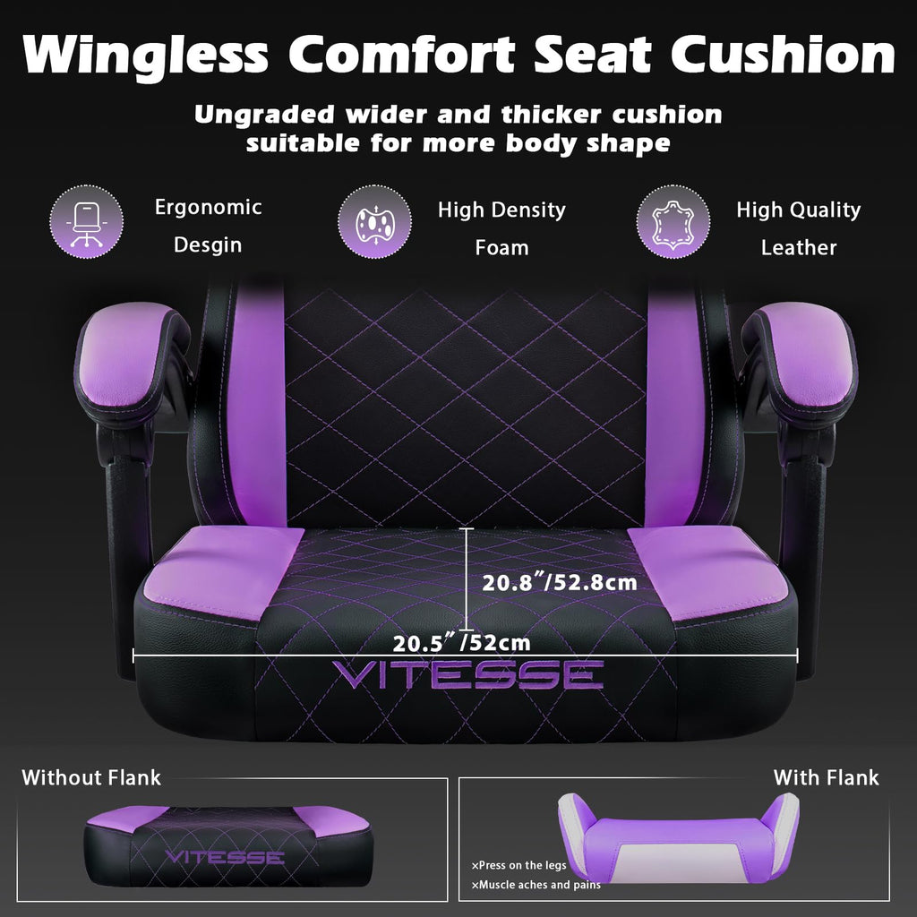 Gaming Chair with Footrest, Ergonomic Gamer Chair for Adults, Racing Style Reclining Computer Game Chair with Headrest