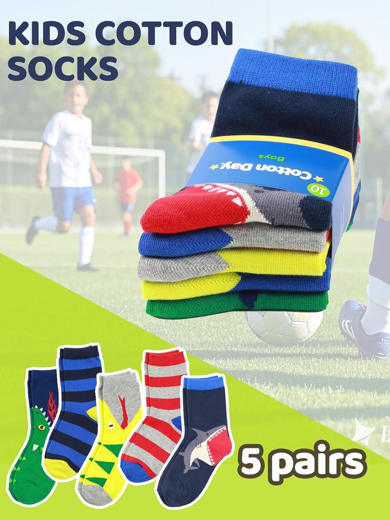 Kids Boys Crew Dress Socks Bright Colorful Pattern Design
