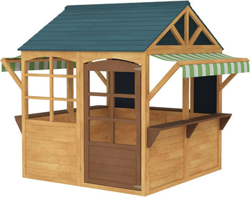 Premium Collapsible Timber Playhouse Featuring PanoFor ramic View Windows, Working Entry Door, Snack Nook Area