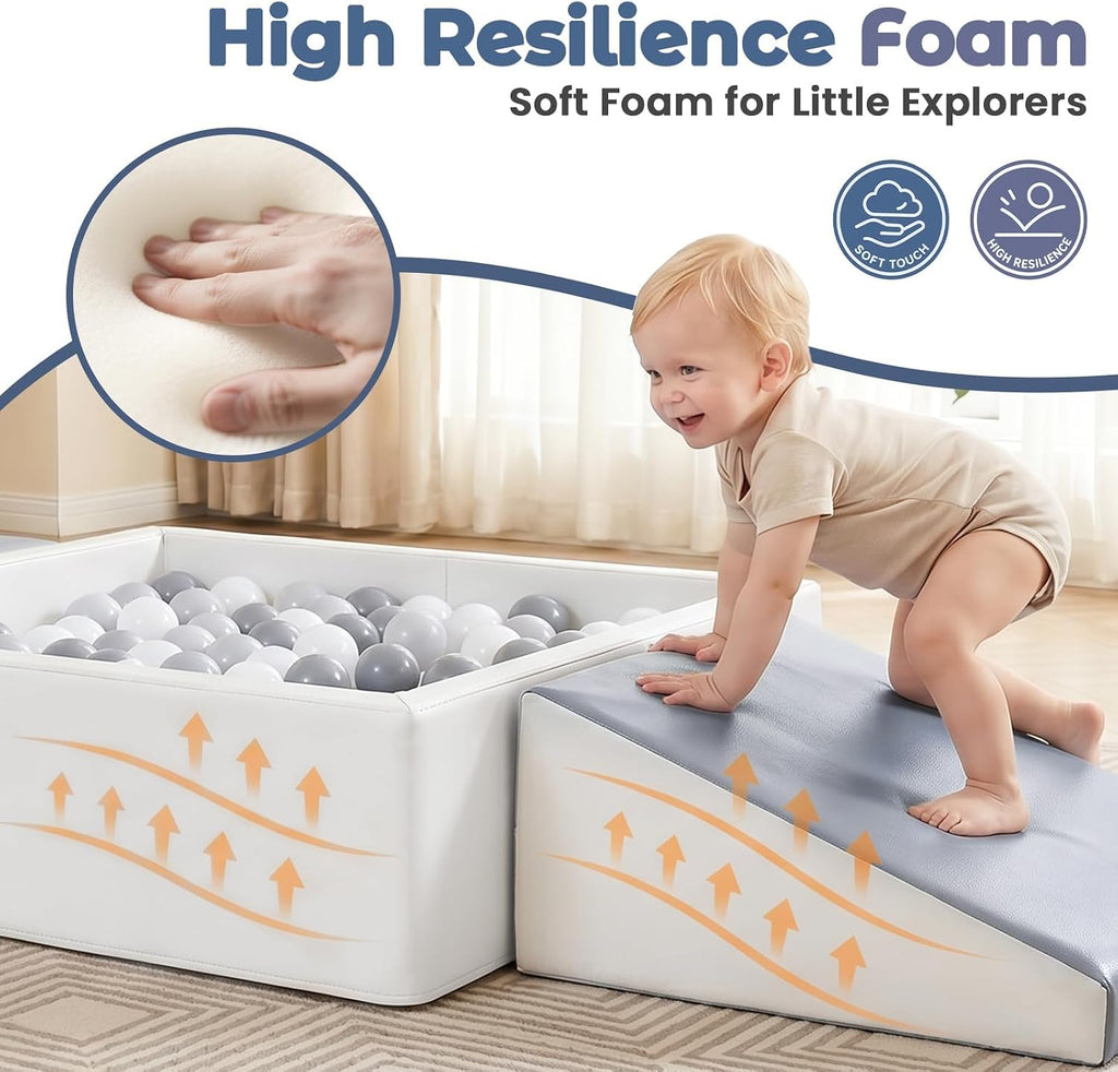 Foam Climbing Blocks with Square Ball Pit for Babies and Toddlers