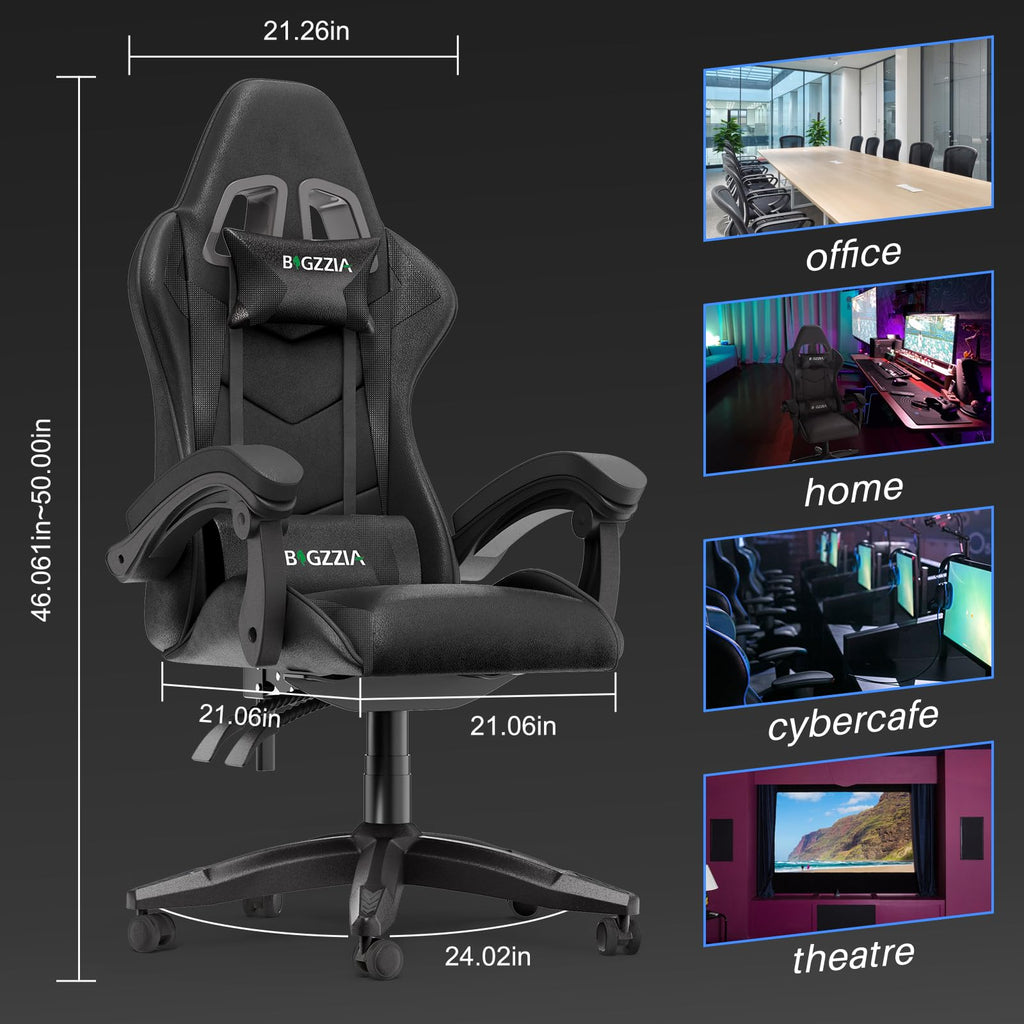 Gaming Chair with Lumbar Support, Ergonomic Video Game Chairs Black