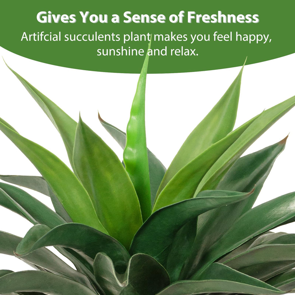 Artificial Agave Plant 2ft - 24" Large Fake Aloe Vera Plants Indoor with Fake Grass - Fake Floor Plant for Front