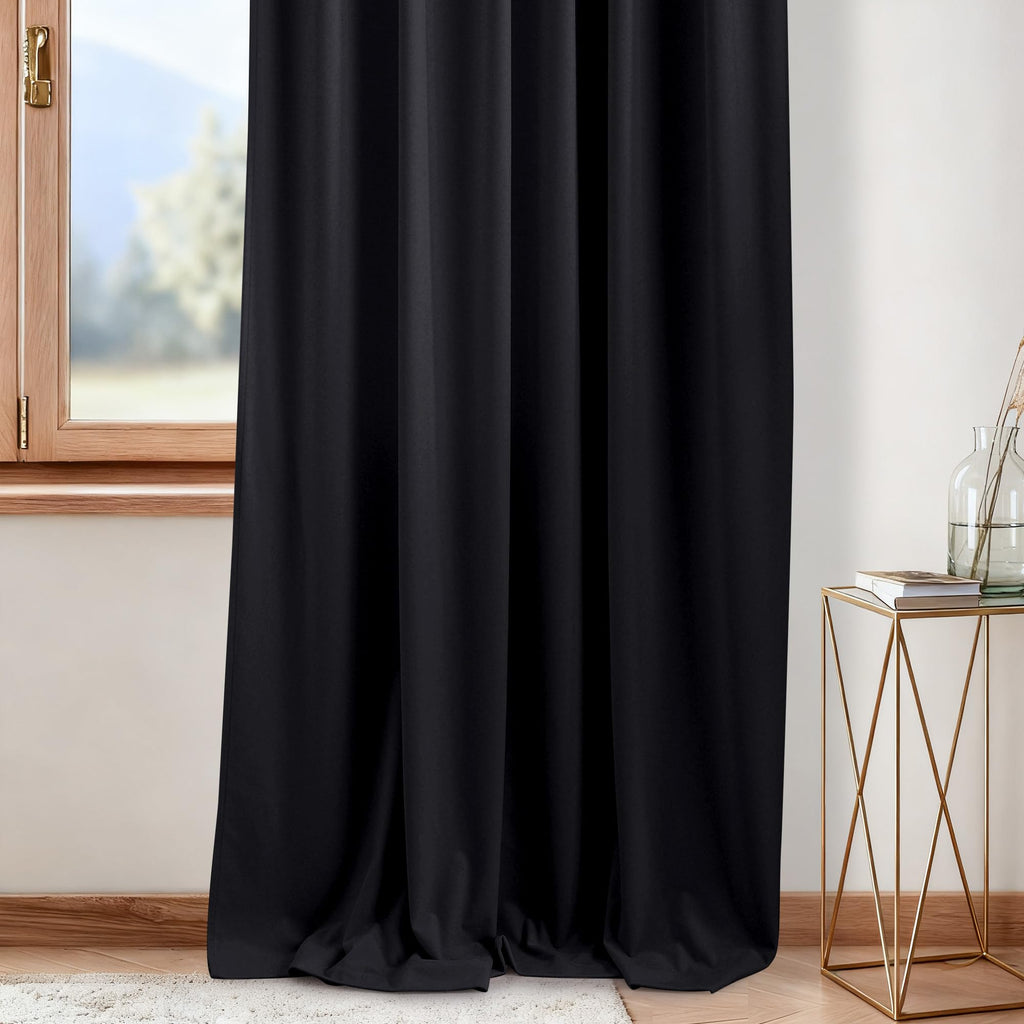 Jet Black Velvet Curtains 144 inch Long, 52" W x 144" L, 2 Panels