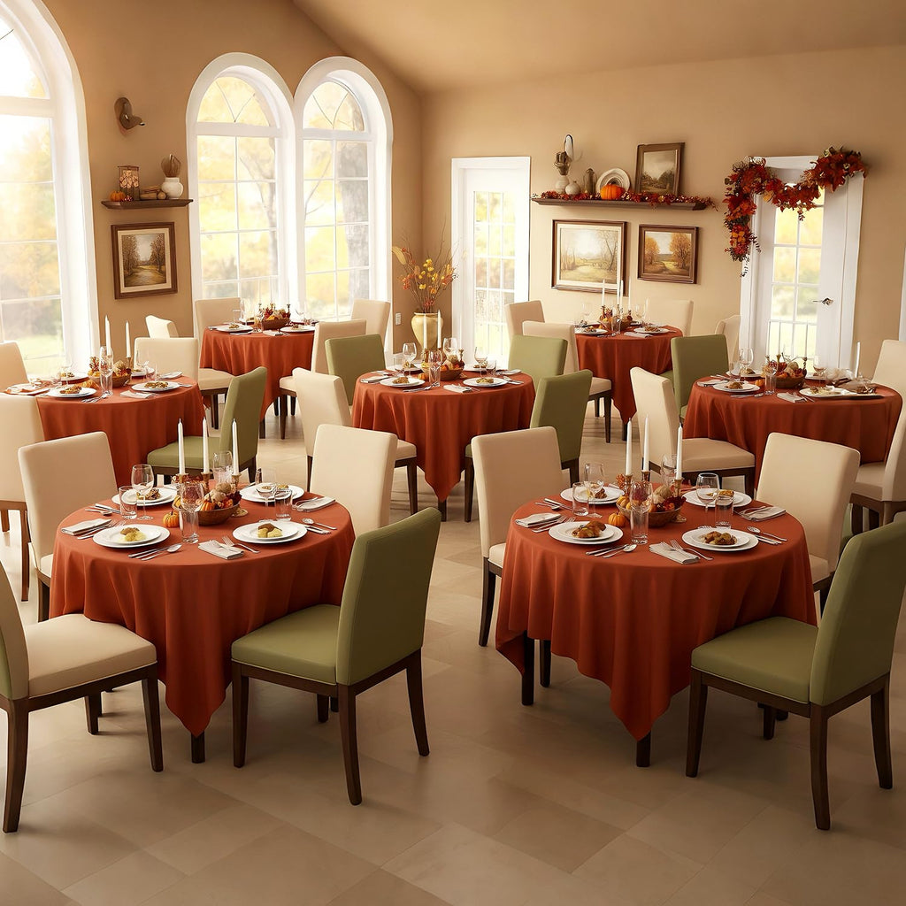 Square Tablecloths Fall Table Cloth, Rust, 85x85 Inch, 2 Pack