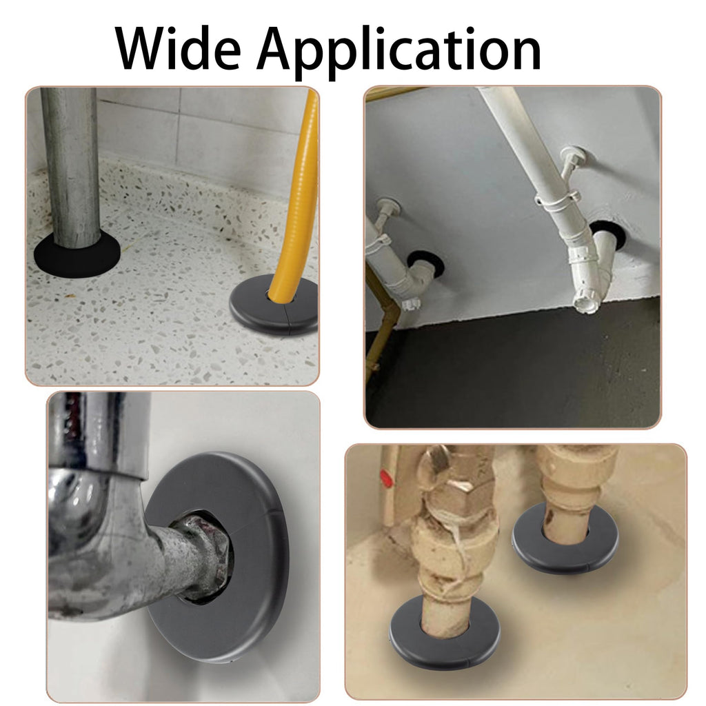 Wall Split Flange 51mm/2"Diameter, ABS Round Self-Adhesive Escutcheon Plate, Wall Hole Decoration Cover, Water Pipe