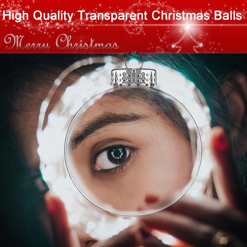 3.15 inch Clear Plastic Ornament Balls, Christmas Balls, DIY Fillable Ornaments, Clear Ornaments for Crafts Fillable - Set of 12