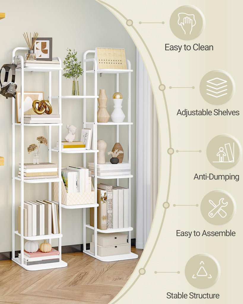 8 Tiers Vertical Shoe Rack, Tall Shoe Shelf with 2 Hooks