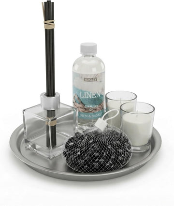 Aromatherapy Linen Diffuser Gift Set - 230ml Refill Oil, Glass Bottle, Reed Sticks, Metal Plate, Glass Filler & 2