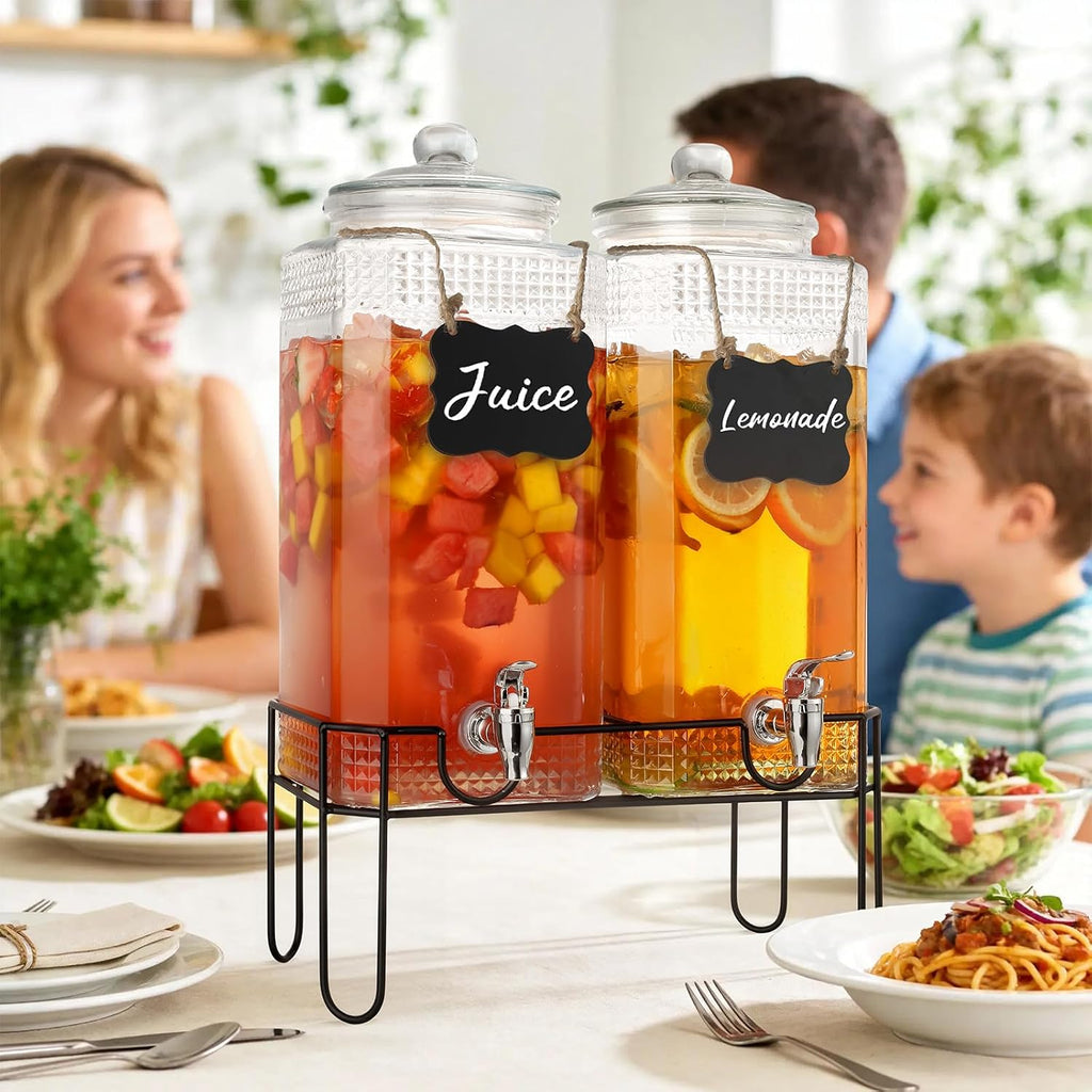 Gallon For Parties,Lemonade Beverage Dispenser With Stand And Spigot For BBQ, Picnic, Party,Laundry Detergent - Set of 2