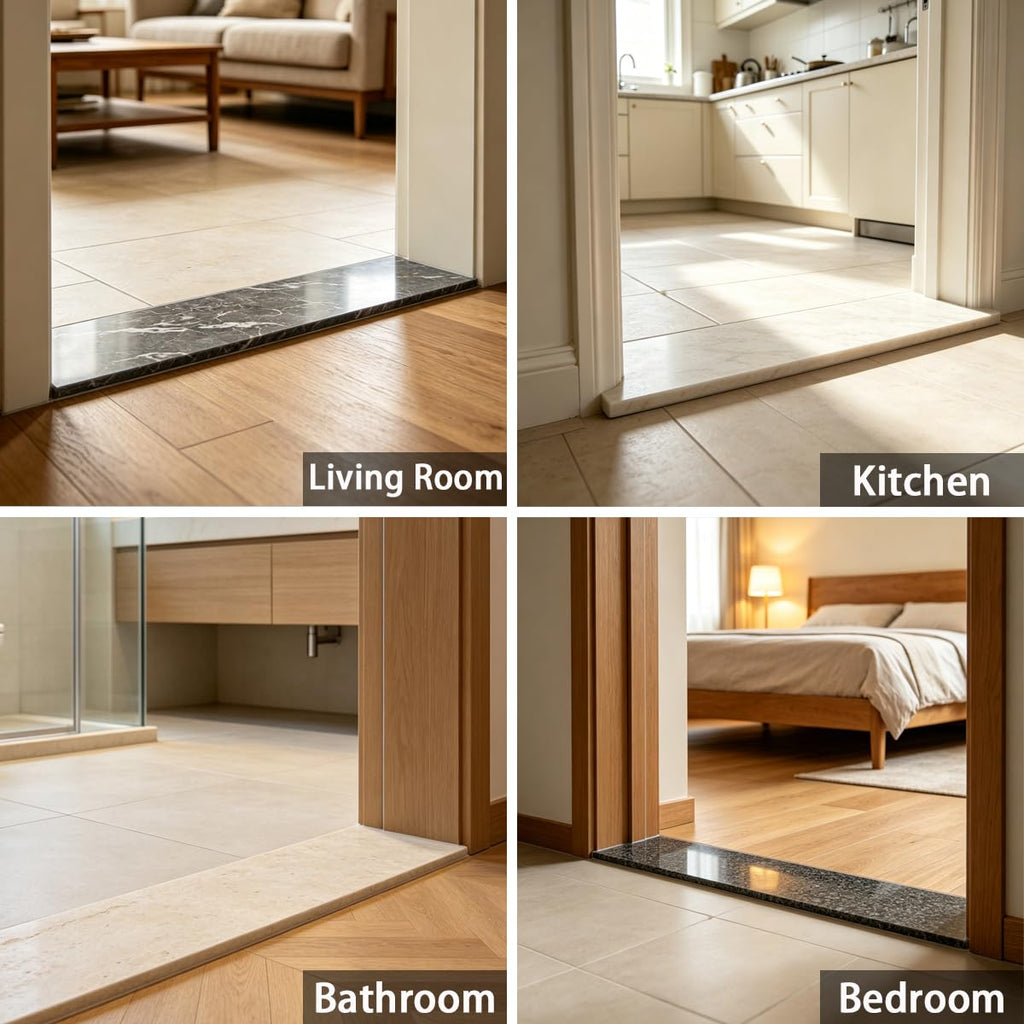 Aluminum Profile Floor Transition Strip, Brushed Silver, 35.4"x3.9"