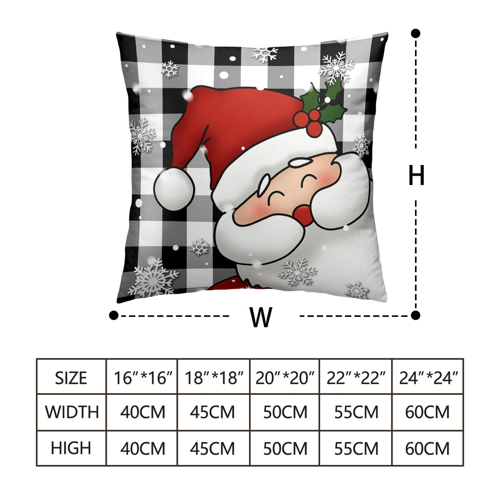 Plaid Christmas Decorations Black and White Pillow Covers 24x24 Set of 2 Santa Snowman Cushion Covers Winter