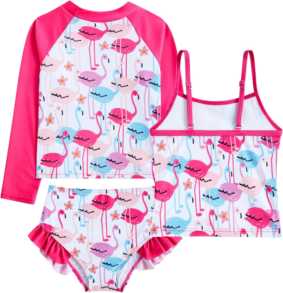 Girls Swimsuit Tankini Rash Guard Set Bathing Suits