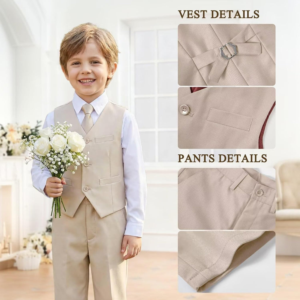 Boys Suits Kids Dress Vest Pants Set Ring Bearer Outfit 5