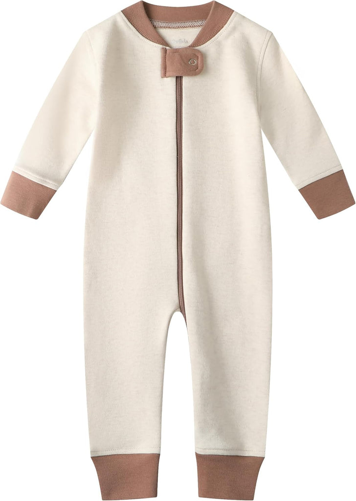 Organic Cotton Baby Boy Girl Zip up Sleep N Play, Footless, Long Sleeve