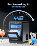 Nugget Ice Maker Countertop 44lbs Per Day Pebble Sonic Ice Makers Machine Chewable Pellet Ice with Self-Cleaning