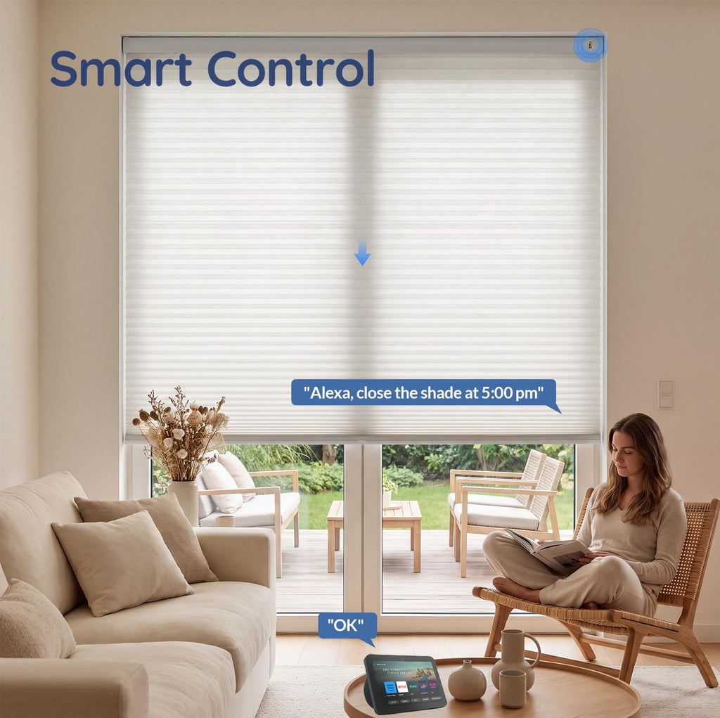 Motorized Cellular Shades, Smart Blinds with Remote, Custom Size