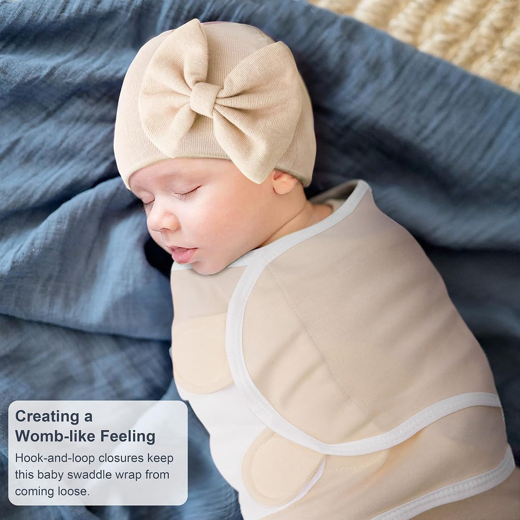 Baby Swaddle Blankets Solid Bow Hats for Newborns
