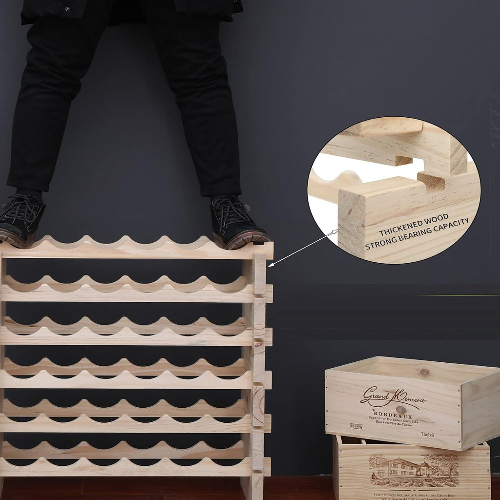 Wine Rack Cabinet Freestanding for Floor Wooden Stackable Storage Modular countertop Wood Wine Holder (120bottle)