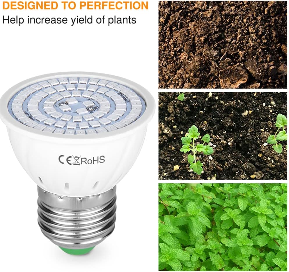 2 Pack Par16 LED Grow Light Bulb,Plant Short Neck Light Bulbs E27 Base,5W Grow Bulb 50W Equivalent, Grow Light