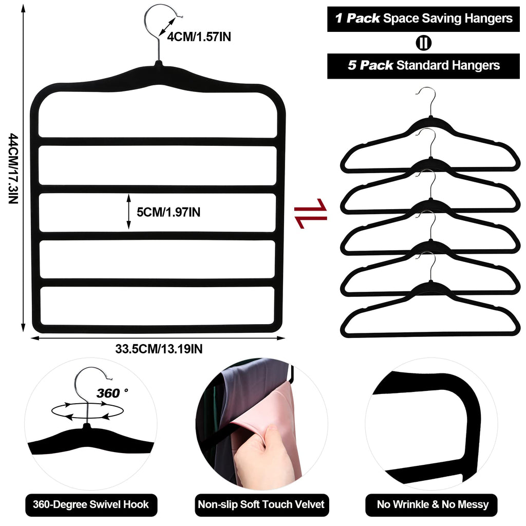 Closet Organizers and Storage, 5 Pack Velvet Pants-Hangers-Space-Saving