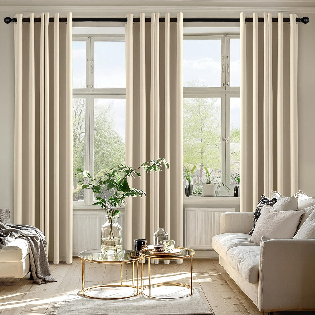 Blackout Curtains 2 Panels 50 x 84 Inch Long Cream Beige
