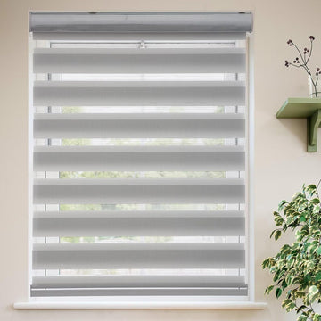 Roller Shades Zebra Blinds for Windows Cordless Day and Night Light Filtering Dual Layer Roller Blinds 33" x 72" Grey