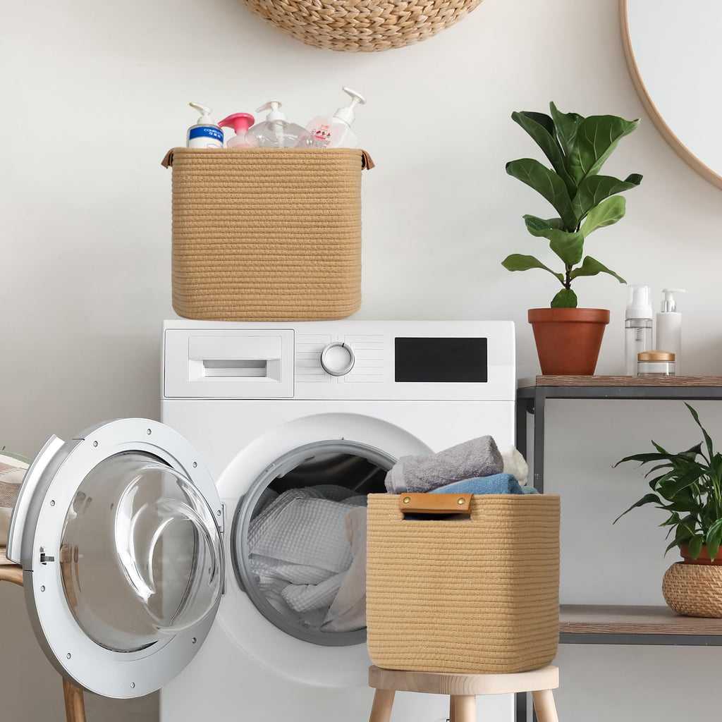 3 Pack 11 Inch Woven Baskets for Storage, Stylish Storage Baskets for Shelves, Laundry, Bathroom, Kitchen, Cube