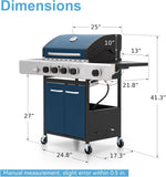 4-Burner Propane Gas Grill with Side Burner, 42,000 BTU BBQ Grill with Porcelain-Enameled Cast Iron Grates, 545 Sq. In. Cooking Area for Garden and Patio