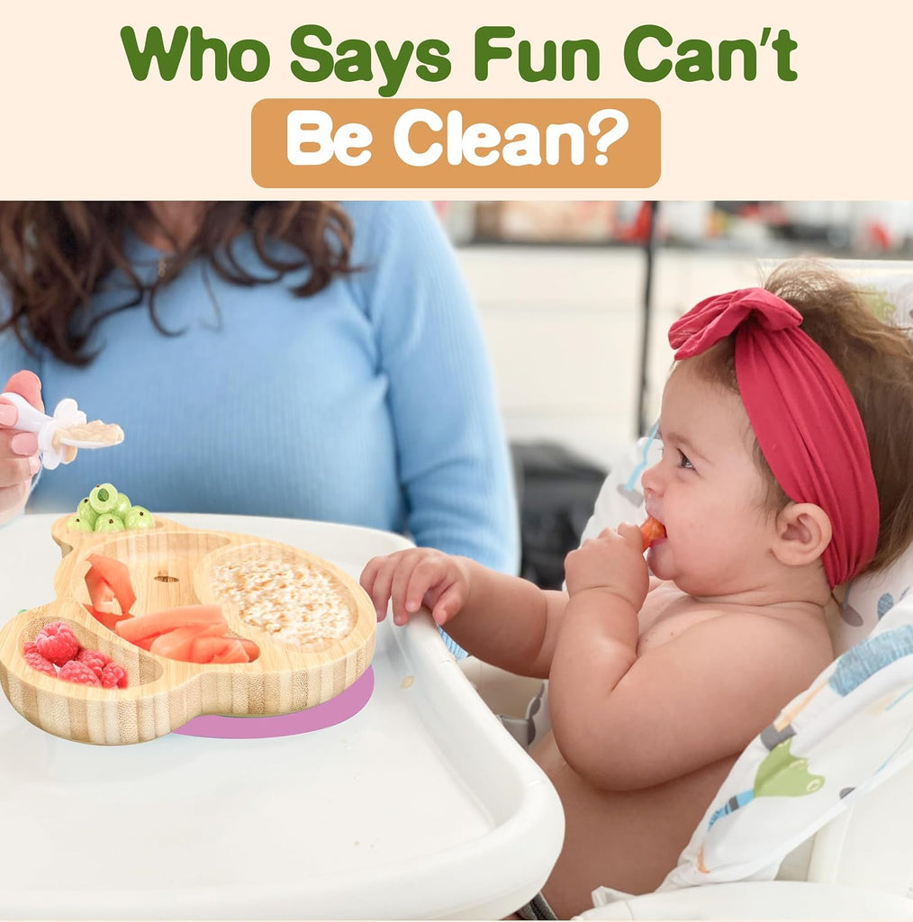 Plates for Kids - Baby & Toddler Plates with Suction for Feeding & Weaning, Eco-Friendly Design Promotes