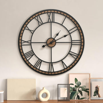 Large Wall Clock Decorative: 24 inch Farmhouse Battery Operated
