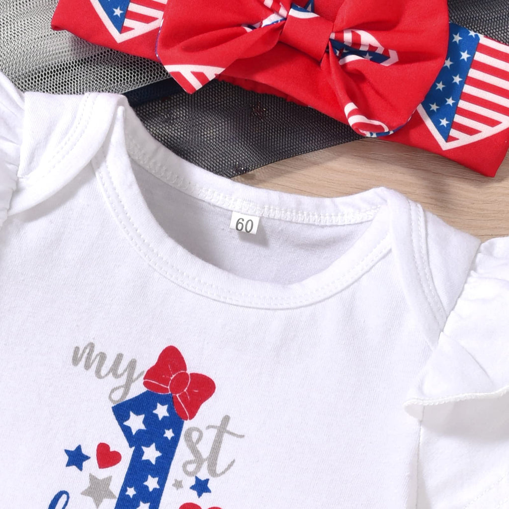 Newborn Girls 4th of July Outfit Baby 1st Independence Day My Skirt American Flag Clothes Stars Stripes NB Patriotic