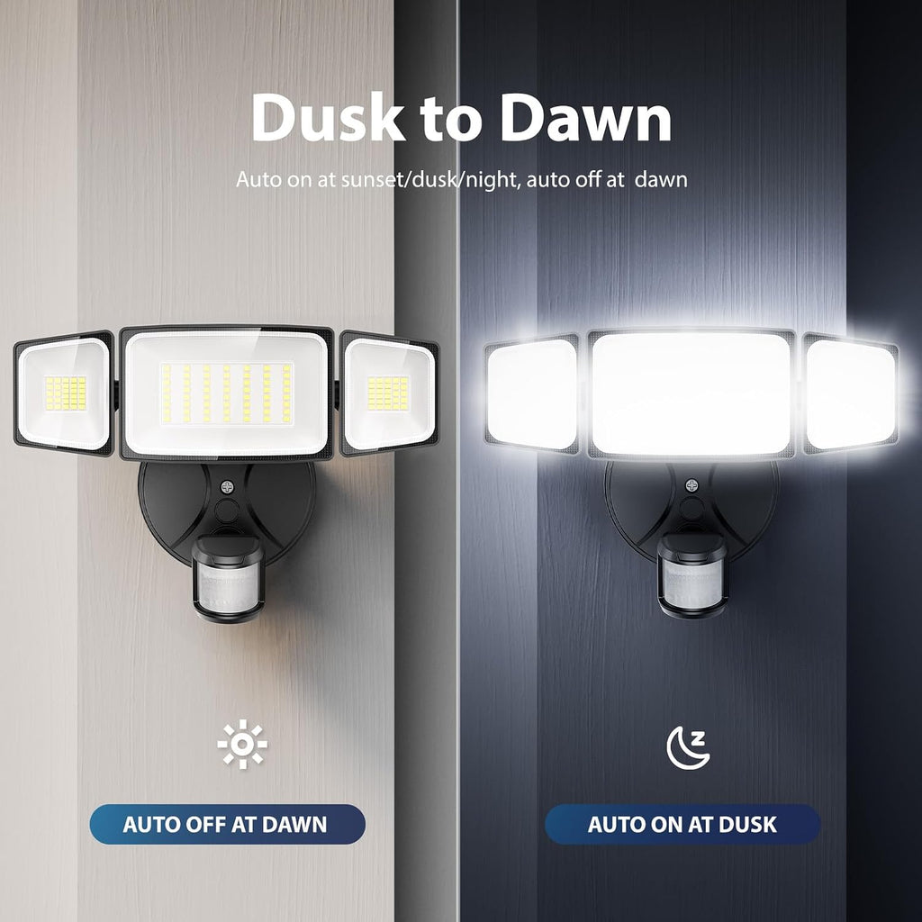 Motion Sensor Outdoor Lights, Hardwired Security Floodlights, Black | 7000LM 75W LED flood lights with movement