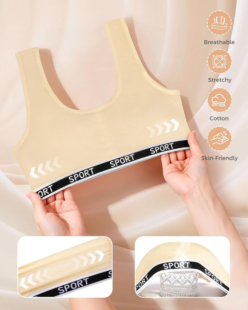 Girls Sports Bra Kids Training Bras with Removable Pads 7-12 OneSize