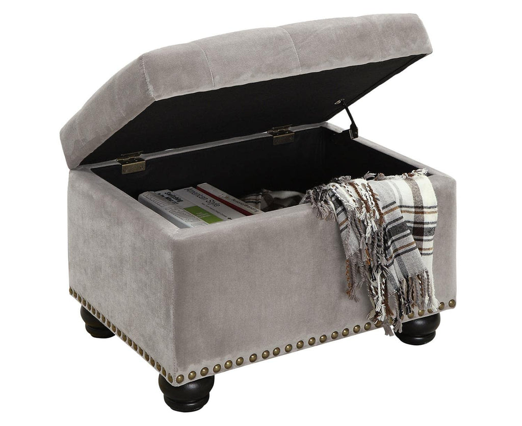 Designs4Comfort 5th Avenue Storage Ottoman 24" - Contemporary Foot Stool and Seat with Hinged Lid, Den, Light Taupe
