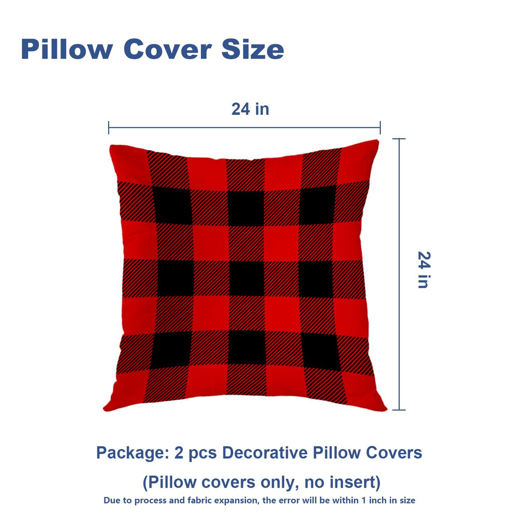 Red Black Plaid Throw Pillow Covers, Simple Rustic Lumberjack Geometric Retro Decorative Pillow Covers Digital