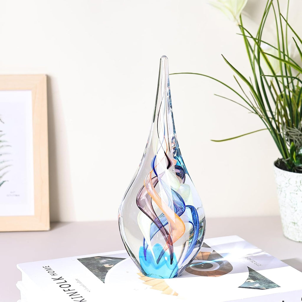 Hand Blown Glass Sculpture, Unique Mediterranean Style Decor, with Crystal-Like Finish, Decorative