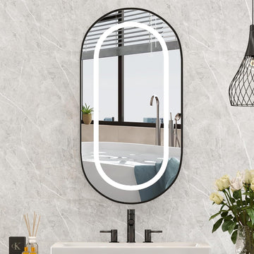 Led Oval Medicine Cabinet, Oval Recessed Black Medicine Cabinet with Mirror