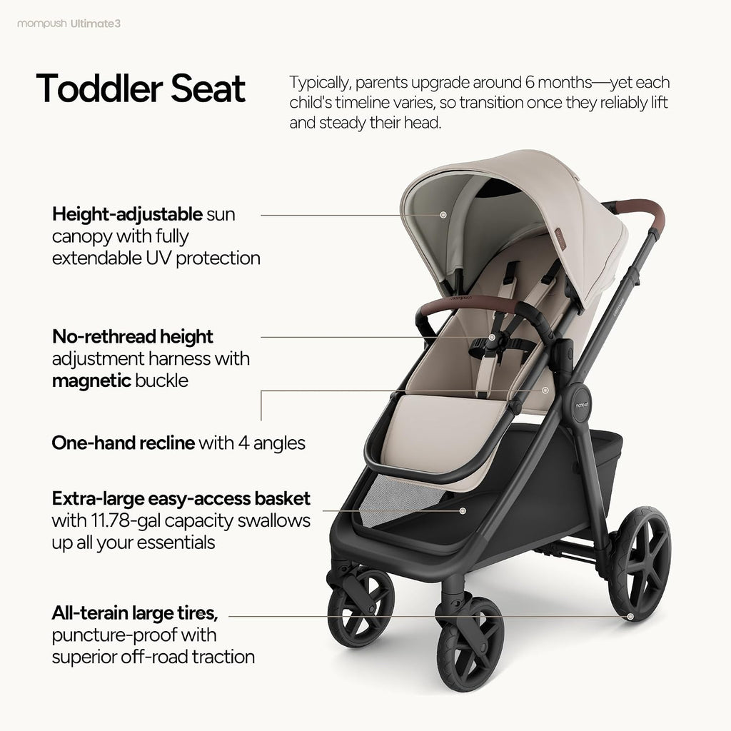 Ultimate 3 Full-Size Stroller with Bassinet, Newborn to Toddler