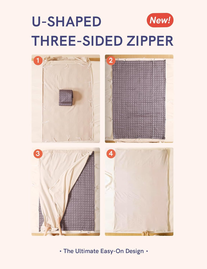 Exclusive Weighted Blanket 3.0 3-Side Zipper Duvet Cover Bundle(48x72 in, 10lbs, Dark Grey)