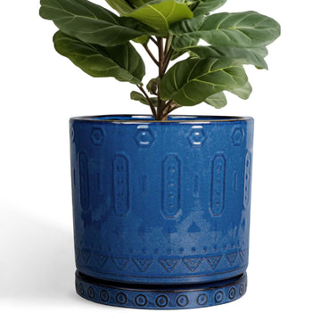 12 Inch Pot for Plants - Ceramic Planter for Indoor Plants Large Plant Pot with Drainage Holes and Saucer Outdoor